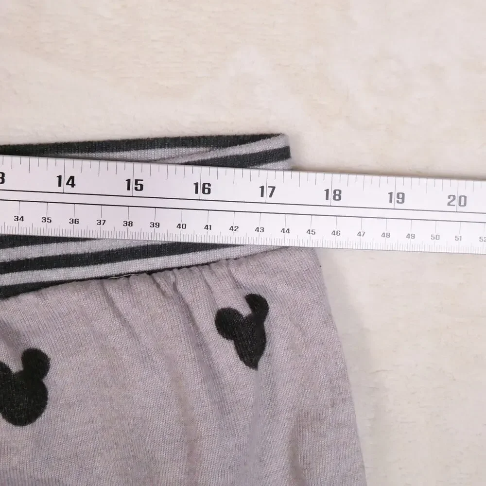 Disney Grey Black Mickey Mouse Pajamas Size L 2 Pc Set Soft Long Sleeve & Pants - Picture 6 of 12